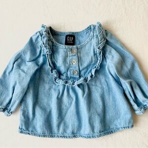 GAP Kids Light Blue Ruffle Denim Blouse